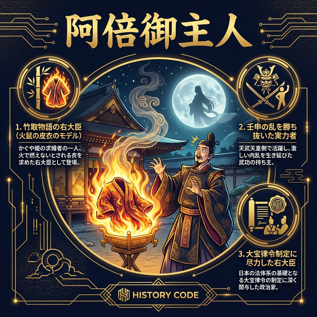 阿倍御主人：竹取物語の右大臣モデル。火鼠の皮衣に翻弄された実力者