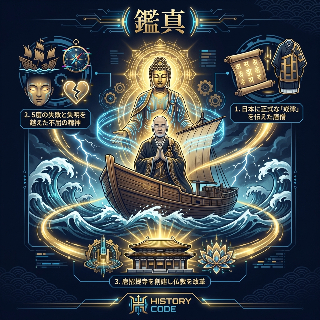 鑑真：5度の失敗、失明…。それでも日本を目指した不屈の唐僧