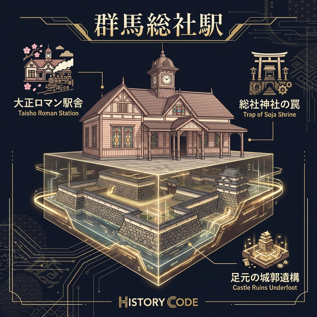 群馬総社駅：城跡の上に建つ大正ロマンの木造駅舎