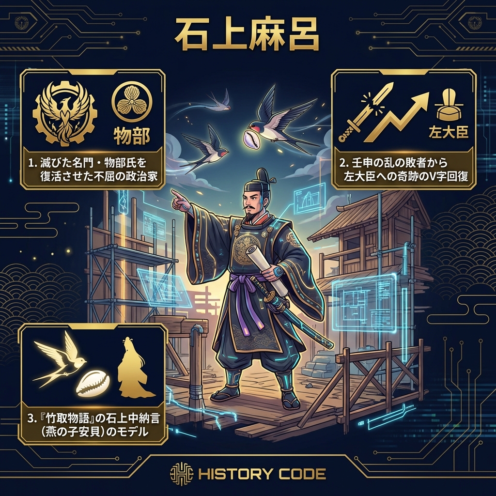 石上麻呂：最後の物部氏。敗者から這い上がった誠実な左大臣