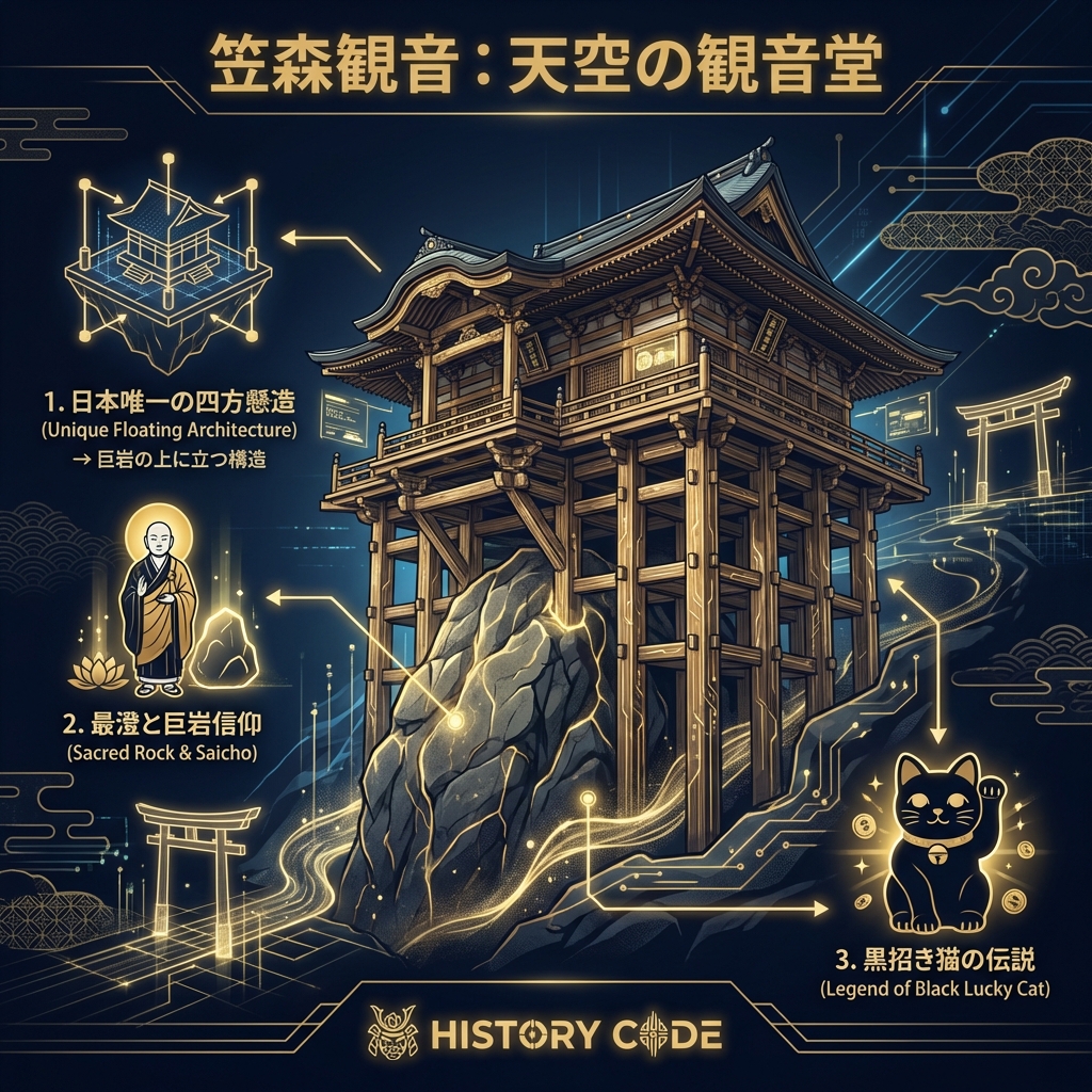 笠森観音：森の巨岩に浮かぶ「四方懸造」の奇跡