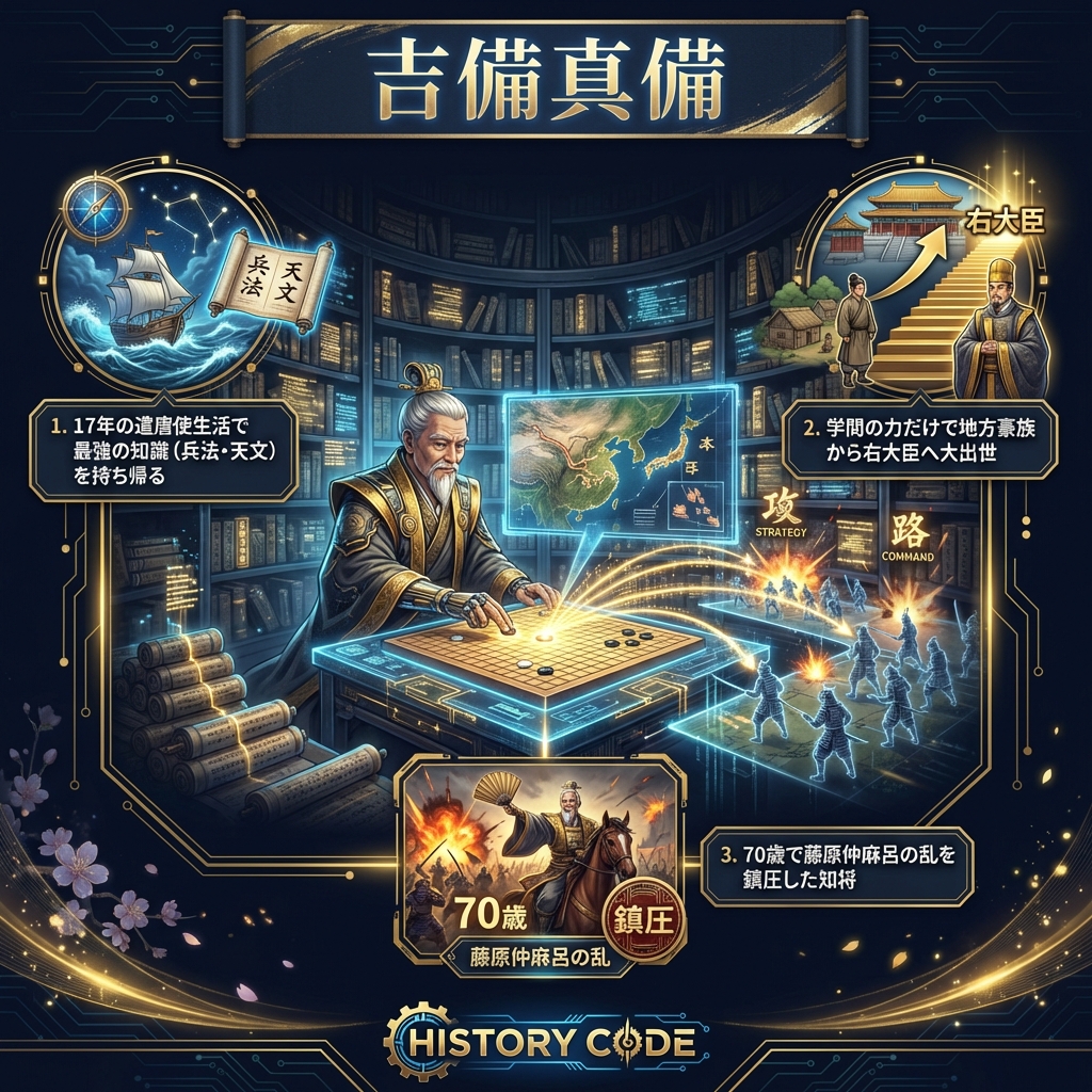 吉備真備：地方豪族から右大臣へ。実力だけで家柄の壁をぶち破った男