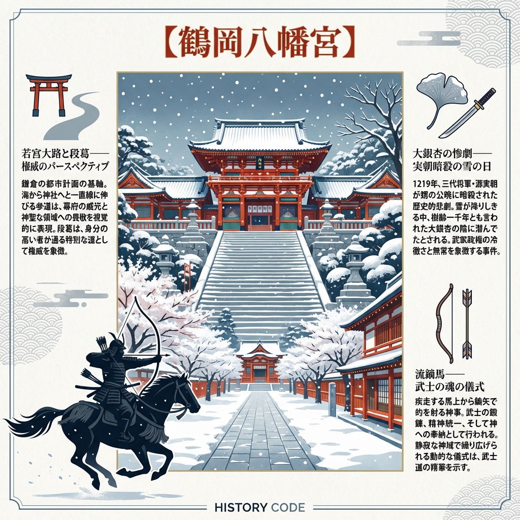 【鶴岡八幡宮】：武家の都の心臓部、あるいは「呪い」の舞台